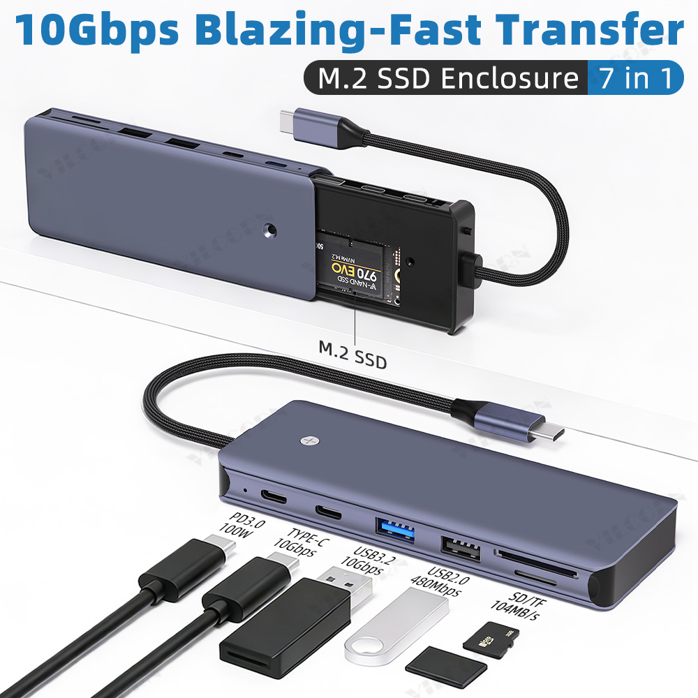 Portable Ssd Enclosure - Hub USB C 7 in 1