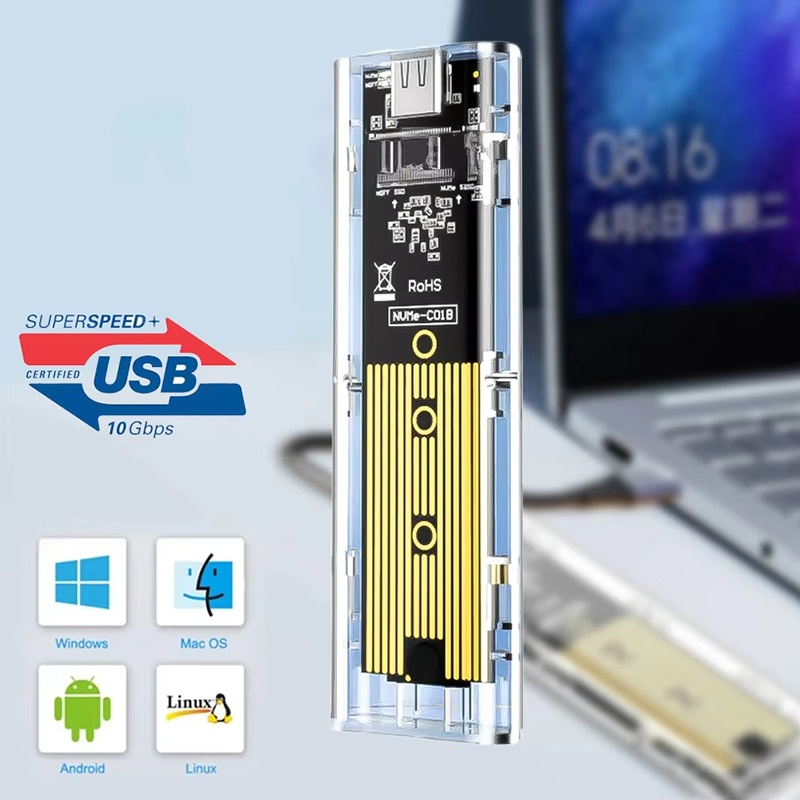 Portable Ssd Enclosure - Case esterno trasparente USB Type C
