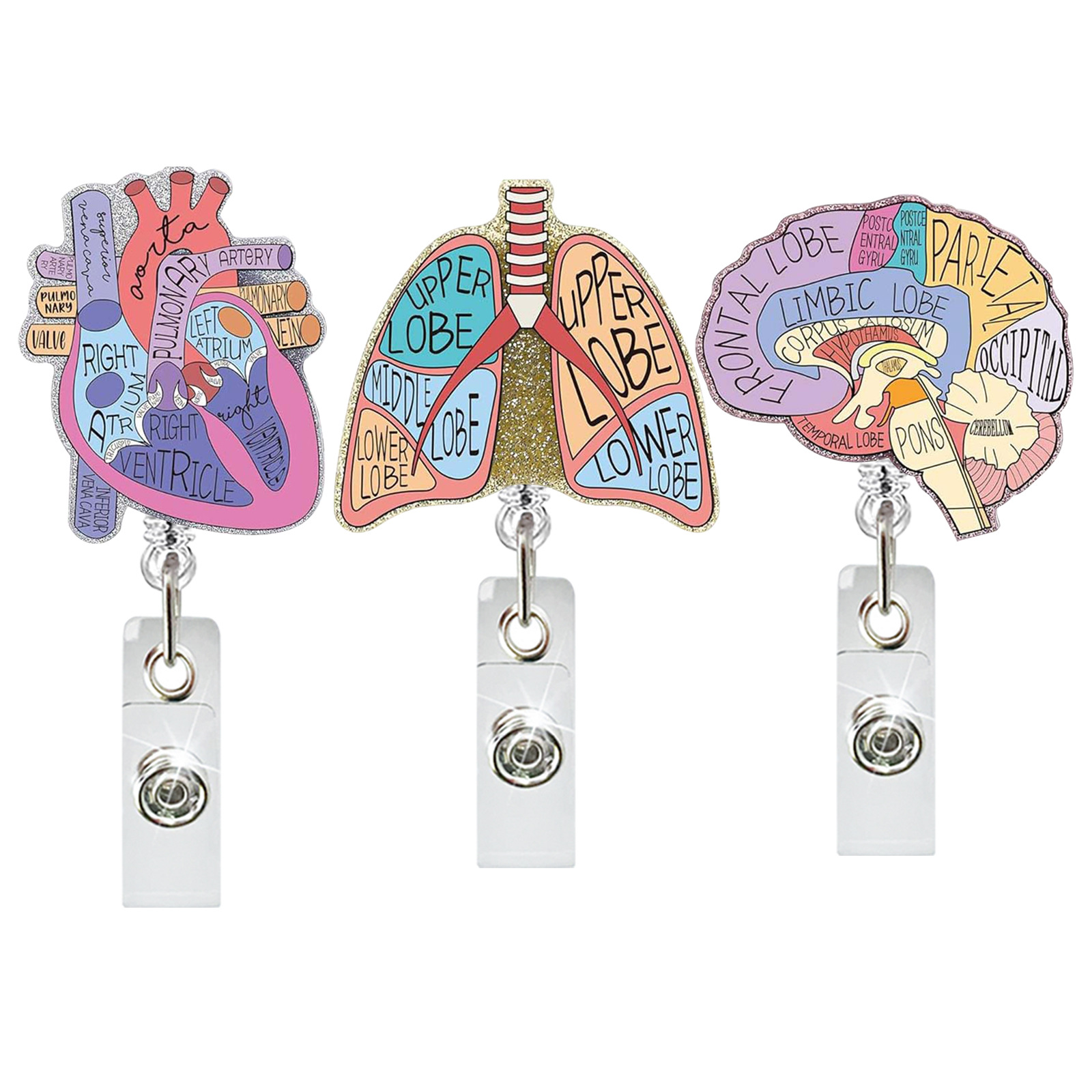 Xray Tech Accessories - Cure Mediche Cuore Polmoni Cervello Portabadge
