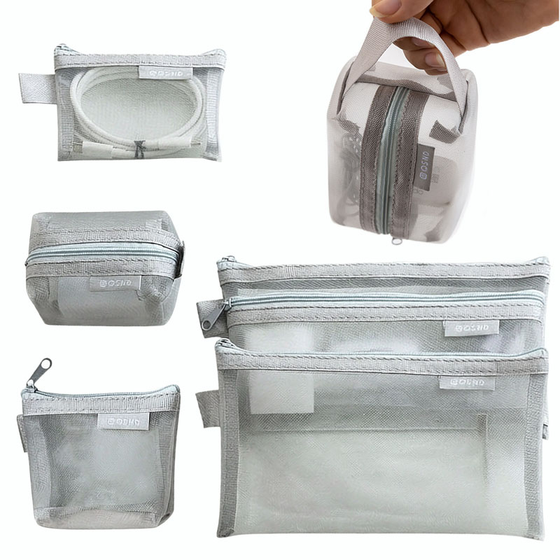 Tech Accessories Case - Borse Organizer in Rete Grigia –